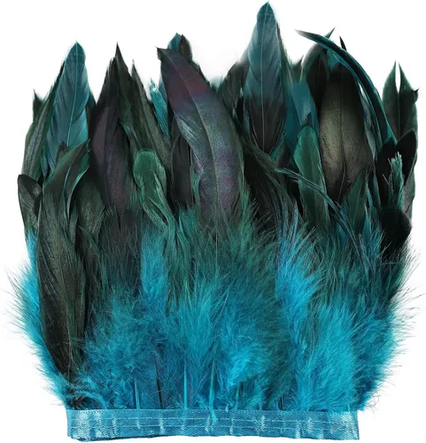 Recorte de plumas de 2 yardas, pluma de gallo para coser de 5 a 8 pulgadas para manualidades, chal de plumas y decoración de disfraces (azul