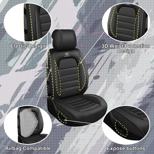 Miniatura 4 de Juego completo de fundas de asiento de automóvil para GMC Sierra 1500/2500/3500 Denali SLT AT4 AT4X Base Fundas de asientos 2008-2025, Protectores