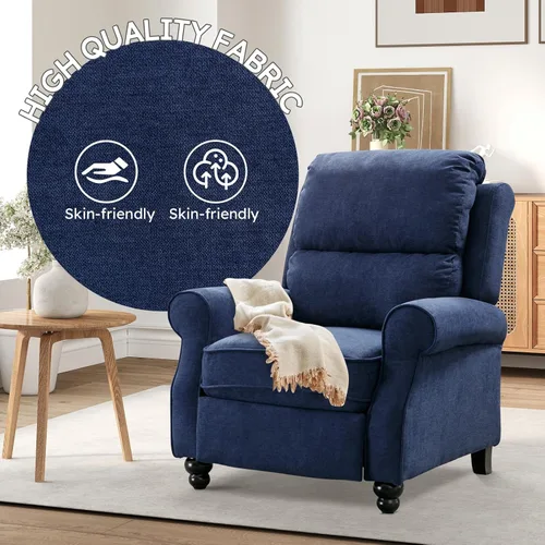Miniatura 5 de Bonzy Home Sillón reclinable de tela manual para adultos, silla reclinable para sala de estar y dormitorio de color azul marino