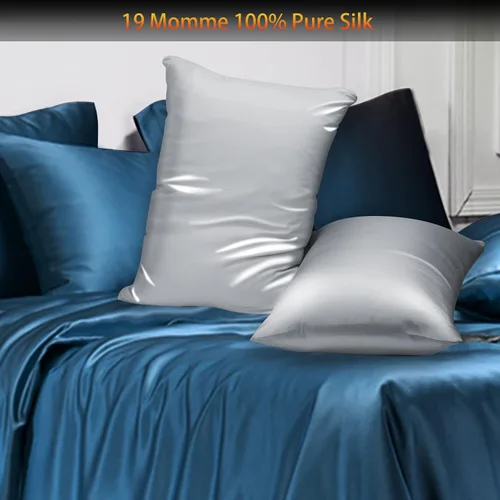 Miniatura 2 de Juego de 2 fundas de almohada de seda de morera para cabello y piel, con cremallera oculta. Ambos lados 19 Momme a prueba de alérgenos, suave