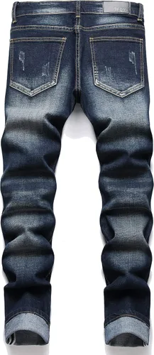 Miniatura 2 de OIIIO Jeans elásticos rasgados de ajuste regular para hombre