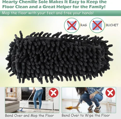 Miniatura 3 de Pantuflas de microfibra para limpiar el suelo, herramienta de limpieza de polvo desmontable y lavable para limpieza de la casa de cocina