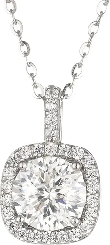 NICE2MYMILI Collares de diamantes de moissanita de 1.0 quilates para mujer, collar de moissanita redondo VVS1 de plata 925 de 18 pulgadas, regalo