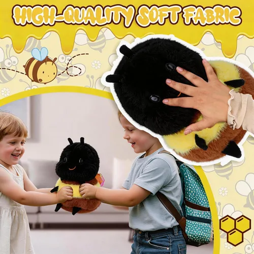 Miniatura 3 de Juguete de peluche de abejorro sonriente gordito, lindo y esponjoso, compañero suave para niños y adultos, insecto único, regalo temático