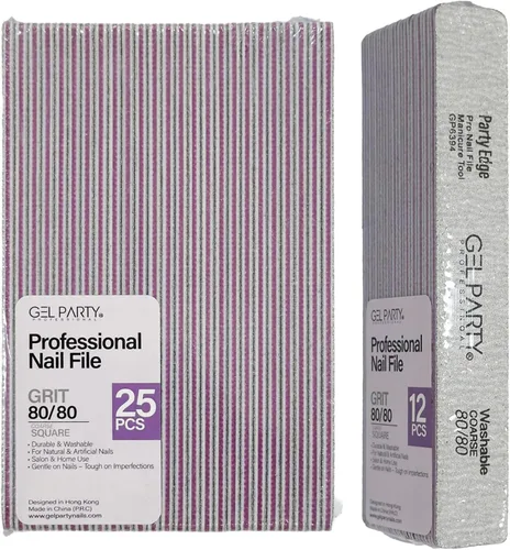 Miniatura 8 de GELPARTY - Limas de uñas profesionales de grano 80/80 cuadradas, paquete de 12 tablas de esmeril lavables de doble cara, grano extra grueso
