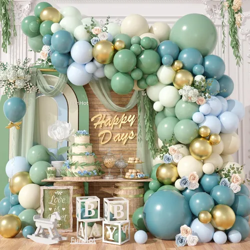 Miniatura 9 de FunHot Kit de arco de globos azules y plateados, kit de guirnalda de globos de color azul metálico y blanco plateado con globos de aluminio