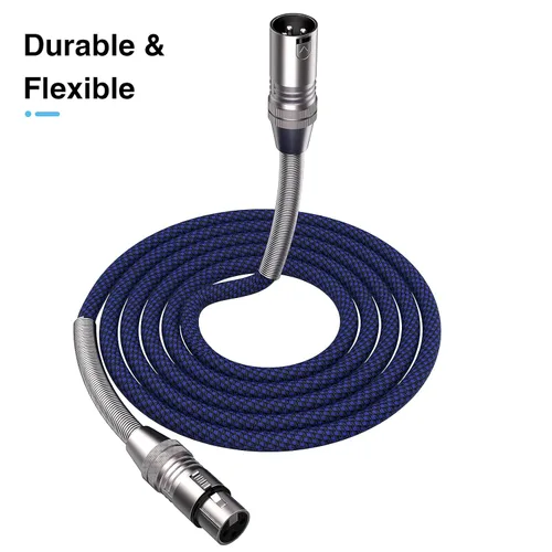 Miniatura 4 de Cable XLR de 2 pies, paquete de 10 unidades, cable de micrófono trenzado XLR macho a hembra, cable de micrófono de 3 pines, cable XLR equilibrado