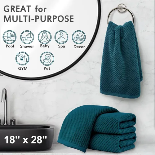 Miniatura 192 de VOOVA & MOVAS Toallas de mano blancas - 100% algodón Ligeras Gruesas Secado rápido Suaves Absorbentes, paquete de 4 piezas grandes de 18