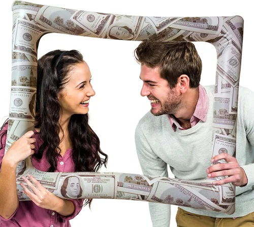 Miniatura 4 de Bill Dollar - Marco inflable para fotomatón para selfies, accesorios gigantes para fiestas temáticas de dinero, marco de fotos para cumpleaños
