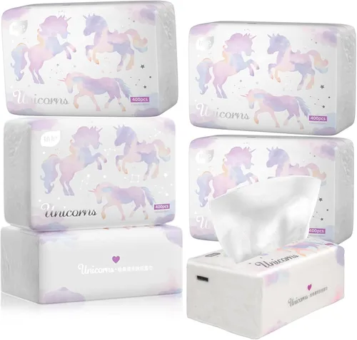 Paquete de 6, tejido facial pequeño y suave, papel higiénico, servilleta desechable, funda de bolsa no caja, papel facial blanco, material fibra de