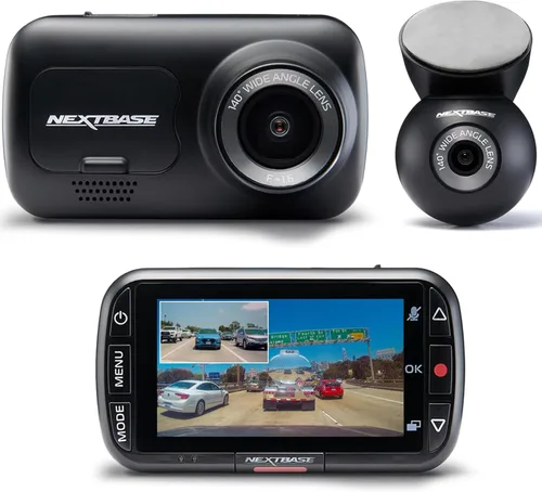 Nextbase Cámara de tablero 320XR 1080p con modo de estacionamiento y cámara de ventana trasera, cámara de visión nocturna delantera y trasera,