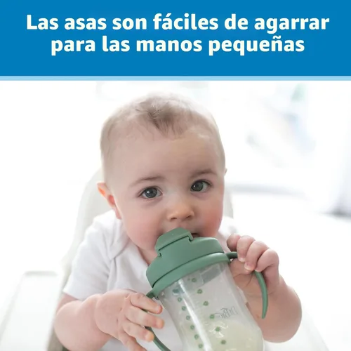 Miniatura 4 de Dr. Brown's - Primer vaso con popote para bebé, Hitos, 9 oz/270 ml, color coral y verde oliva, libre de BPA, 6 meses en adelante, 2