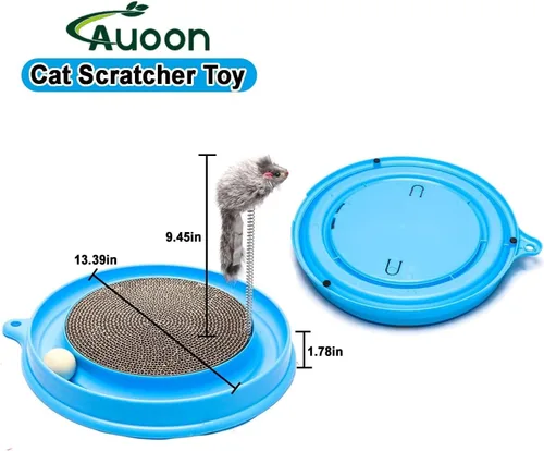 Miniatura 2 de AUOON Juguete Rascador para Gatos - Almohadilla Rascadora para Gatos con Pista de Pelota de Juguete para Gatos y Juguete de Ratón de Peluche