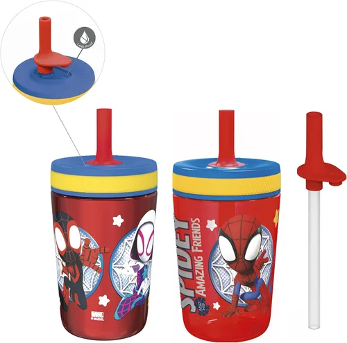 Miniatura 22 de Zak Designs Baby Shark Kelso - Juego de vasos con tapa de rosca a prueba de fugas con pajilla, paquete para niños, incluye vasos de plástico y acero