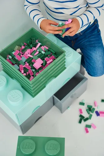 Miniatura 6 de LEGO - Ladrillo de almacenamiento con 4 tachuelas, color gris oscuro, caja de almacenamiento apilable de plástico con tapa para niños y adultos
