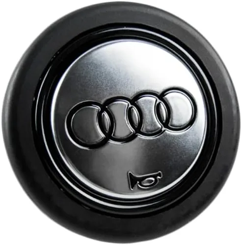 Miniatura 4 de Q1-TECH, botón redondo JDM universal para volantes aftermarket de 6 pernos con abertura de dos pulgadas 2" para botón de bocina (AUD-BK)