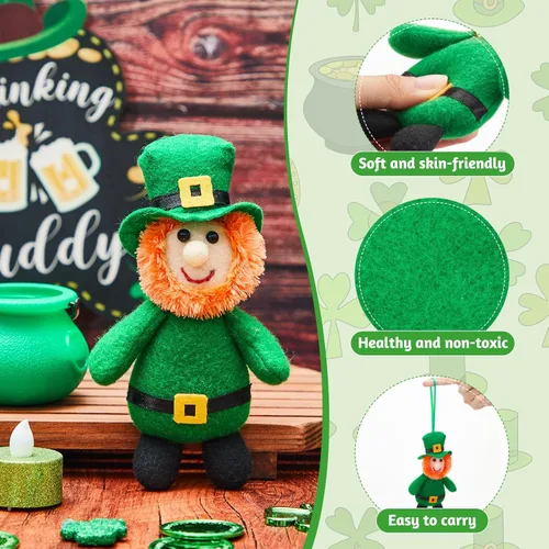 Miniatura 3 de Shappy 1 juego de duende de peluche para niño y niña, juguete de peluche del día de San Patricio con monedas de trébol y letra de caza del tesoro