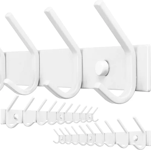 Miniatura 14 de WEBI Perchero de pared, 8 ganchos, 24" de largo, ganchos para colgar abrigos montados en la pared, gancho para colgar abrigos, estante de ganchos