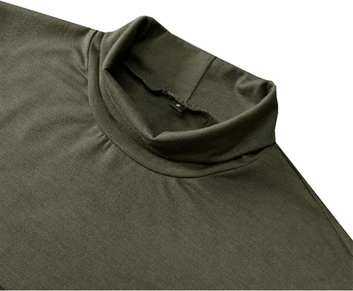 Miniatura 6 de Camiseta de cuello alto falso para hombre, de manga larga, diseño básico, elástica, ligera