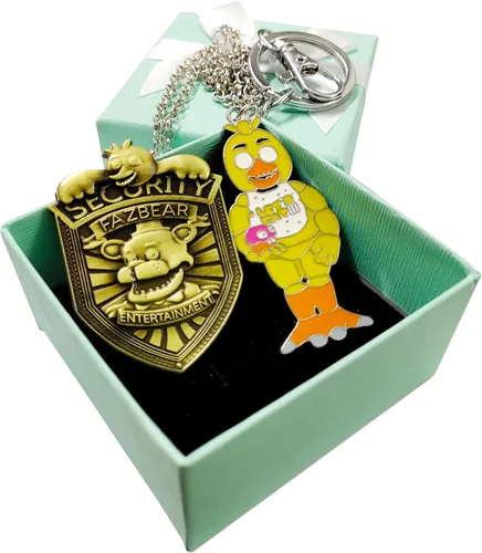 Miniatura 2 de FNAF - Insignia de seguridad de metal, collar con colgante de Freddy Fazbear, Chica, Bonnie, Freddy Cosplay, alfileres e insignias de seguridad