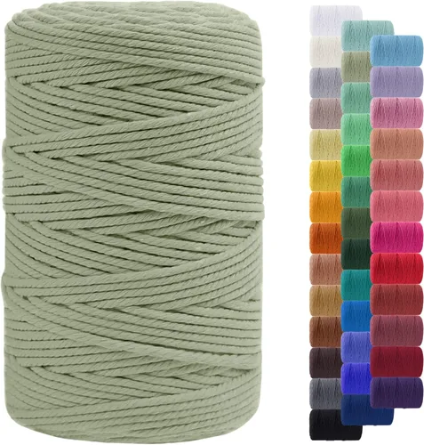 Miniatura 76 de Cuerda de macramé de 0.079 in para 219 yardas, cuerda de algodón natural para manualidades, hilo de cuerda de macramé de colores para colgar
