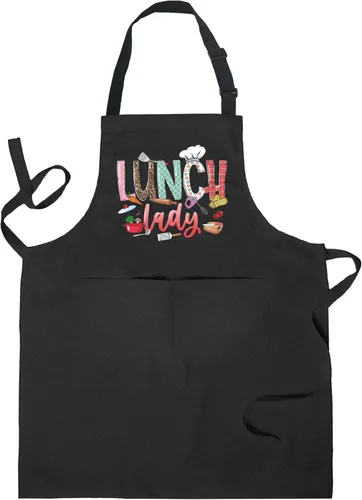 Delantales de Señora del Almuerzo con Bolsillos, Regalos para Señoras del Almuerzo, Regalos para Trabajadores de Cafetería, Delantal Ajustable para