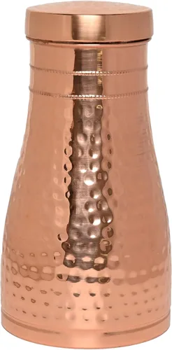 Miniatura 11 de Jarra de noche de cobre puro para beneficios de salud ayurveda, capacidad - 1 litro (33.81 onzas líquidas de EE. UU.) (patrón floral)