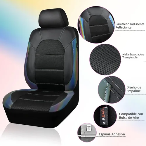 Miniatura 5 de CAR PASS Fundas de cuero para asientos de automóvil, cubierta universal deportiva para automóvil con esponja compuesta de 5mm