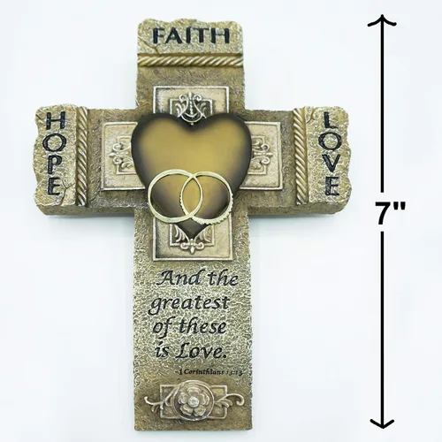 Miniatura 3 de Abbey & CA Gift - Cruz de pared para matrimonio de fe, esperanza y amor, regalo para parejas, matrimonios, compromisos y renovación de votos, cruces
