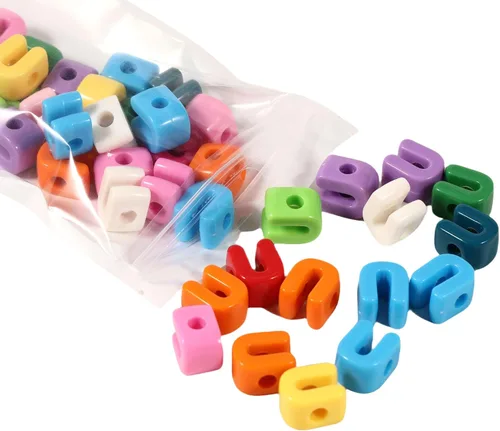 Miniatura 28 de 40 cuentas de letras 3D focales acrílicas sueltas para hacer joyas, pulseras, collares, llavero, bolsa de teléfono, cadena, llaveros (letras mixtas)