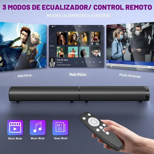 Miniatura 3 de Puriom Barra de sonido para Smart TV, barra de sonido de 100 W con conexión Bluetooth 5.3/ARC/Opt/AUX, barra de sonido desmontable 2 en 1, altavoz