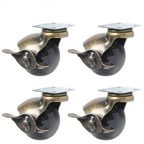 Miniatura 10 de Paquete de 4 ruedas giratorias de bola de 1.5 pulgadas, sin freno, giratorias de 360 grados, resistentes placas giratorias de metal con capucha