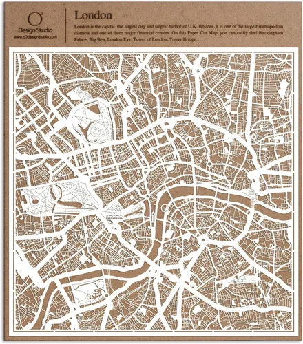 Miniatura 62 de O3 Design Studio Aberdeen - Mapa de papel cortado en papel blanco de 12 x 12 pulgadas