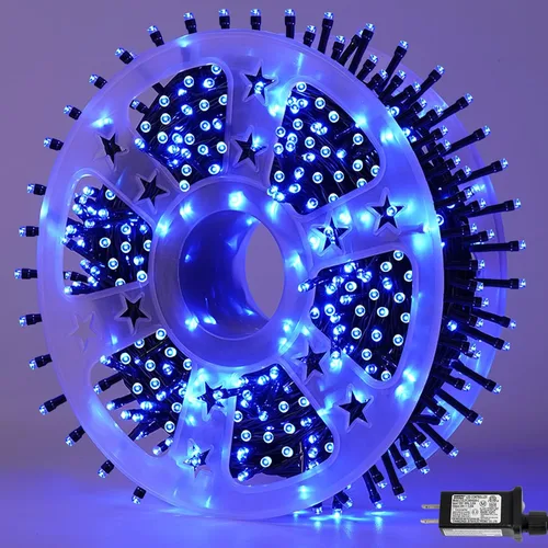 Miniatura 21 de QITONG Guirnalda de 500 luces LED de Navidad de 165 pies para exteriores, impermeable, luces multicolor con 8 modos, cable verde, luces parpadeantes
