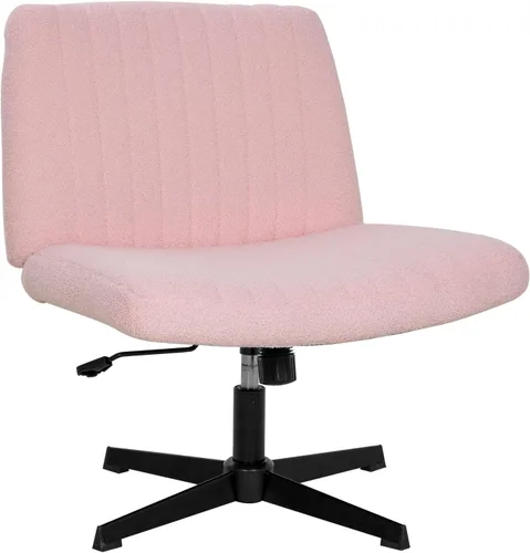 Miniatura 8 de Silla cruzada sin brazos, silla de oficina con patas cruzadas, cómoda silla de tocador con respaldo, silla de escritorio giratoria ancha ajustable
