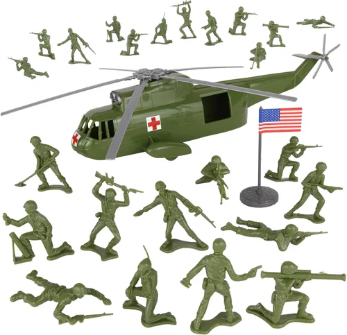 Miniatura 8 de TimMee Juego de Helicóptero de Soldados de Plástico - Negro 26 piezas Hecho en EE.UU