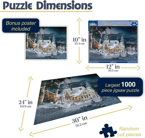 Miniatura 3 de White Mountain Rompecabezas de 1000 piezas para vacaciones de invierno y Navidad con piezas grandes, regalo para adultos y familia de 24 x 30