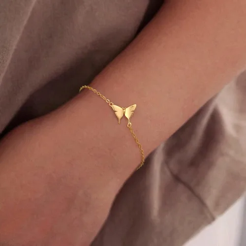 Miniatura 6 de BRIJEWLIC Butterfly Bracelet Gold Bracelets for Women, 14K Gold Plated Butterfly Cute Bracelets Initial Bracelets for Women Teen Girls Gifts Gold