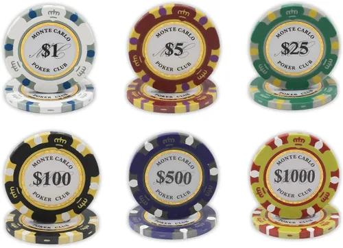 Miniatura 2 de DA VINCI Monte Carlo Poker Club - Juego de 500 fichas de 0.49 oz y 3 tonos con funda de aluminio mejorada, 2 barajas de cartas de plástico, 2 cartas