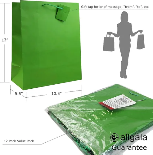 Miniatura 2 de allgala Bolsas de regalo, paquete de 12 bolsas de regalo grandes de 13 x 10 x 5.5 pulgadas con asas para cumpleaños, bodas, suministros de fiesta