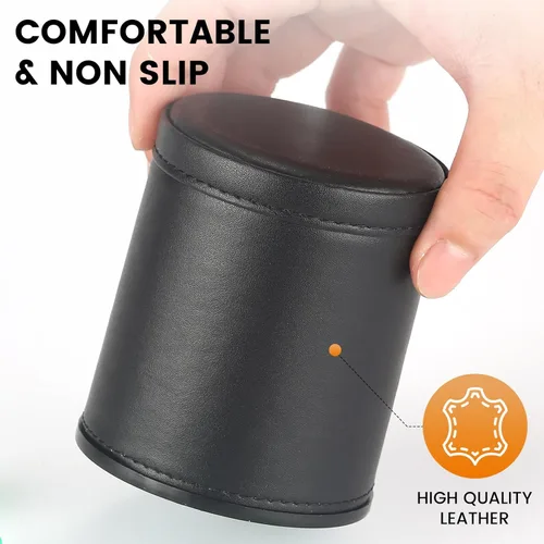 Miniatura 4 de Paquete de 5 Copas Agitadoras de Dados de Cuero PU Forradas de Fieltro de Terciopelo con 30 Dados de Puntos para Bar Fiesta Juegos de Dados Yahtzee