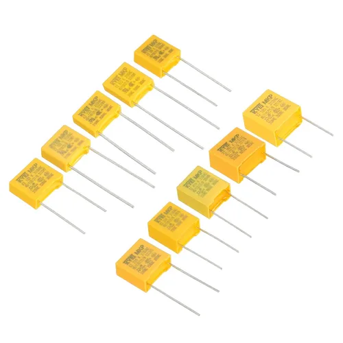 PATIKIL Condensadores de seguridad, 1 juego/50 piezas 0.001/0.01/0.022/0.047/0.1/0.22/0.33/0.47/0.68/1uF AC 310V 10 valores de película de