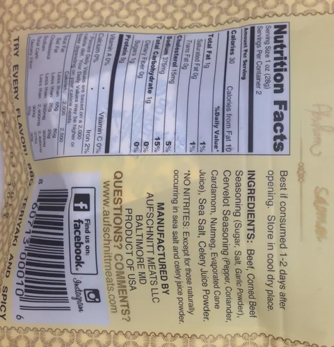 Miniatura 3 de Aufschnitt Aufschnitt Meats Kosher Beef Jerky, original, 2 onzas [6 bolsas], 6