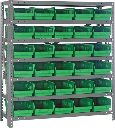 Miniatura 2 de Quantum QSBU-245BK Heavy Duty Shelving Unit with (7) Shelves and (24) QUS245 Black Bins for Garage Warehouse Storage Distribution 400 lb Load