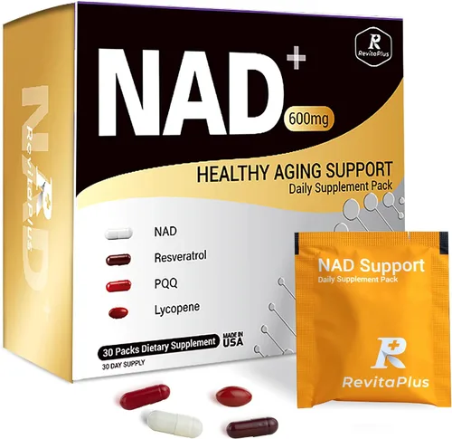 Suplemento NAD con resveratrol, PQQ, Ca-AKG, nicotinamida, té verde, suplemento avanzado NAD+ paquete diario que apoya mitocondrias saludables,