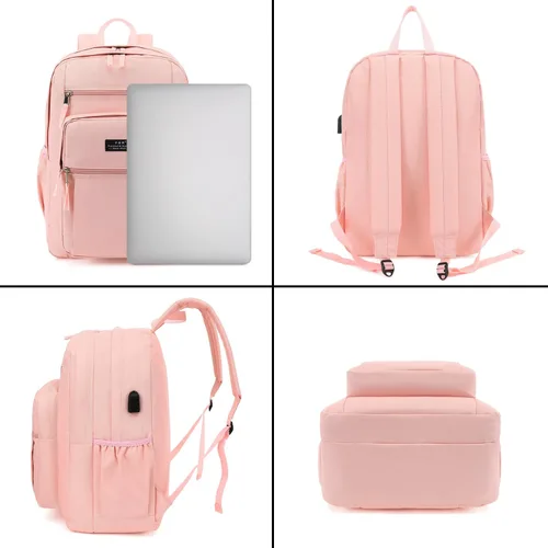 Miniatura 6 de YGR Mochila de viaje para laptop, mochila antirrobo, casual, mochila delgada para computadora portátil, resistente al agua, bolsa de computadora Rosa
