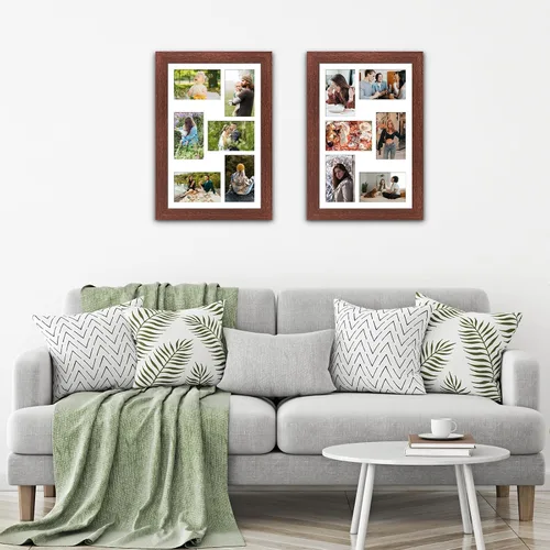 Miniatura 50 de Marcos de Fotos Collage de 13.5X15.5 con 7 Aberturas para Fotos de 4X6, Marco de Fotos Múltiples con Paspartú para Decoración de Pared, Grano