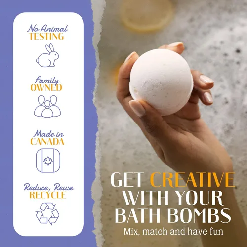 Miniatura 7 de Kit de bomba de baño Earthy Good DIY con ingredientes orgánicos 100% naturales Incluye: aceites esenciales, rosa seca, manzanilla y lavanda, moldes