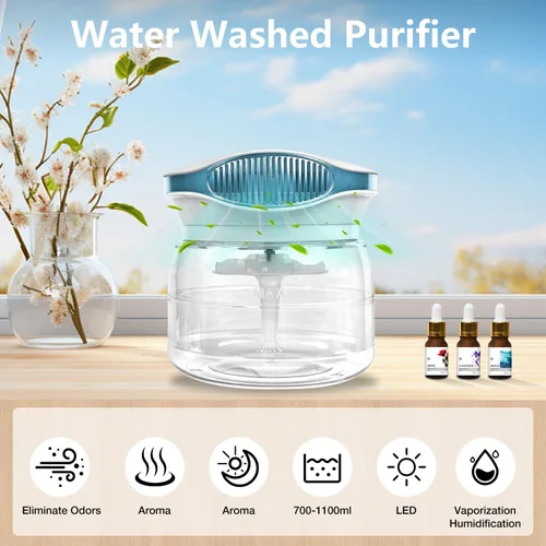 Miniatura 2 de Purificadores de aire de agua para el hogar, difusor de aroma para lavadora de aire, humidificador de lavado de filtro de aire, aceites esenciales