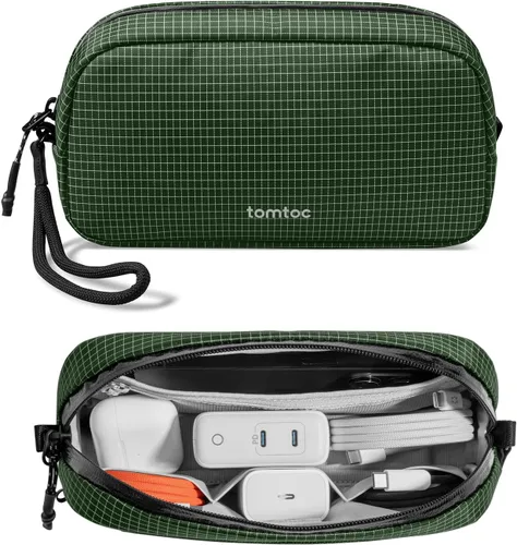 Miniatura 12 de tomtoc Organizador de Electrónicos Estuche de Viaje, Bolsa de Viaje Resistente al Agua Organizador de Cables para Artículos Esenciales, Estuche Verde